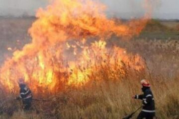 Patru incendii de vegetație uscată produse în câteva ore le-au dat bătăi de cap pompierilor