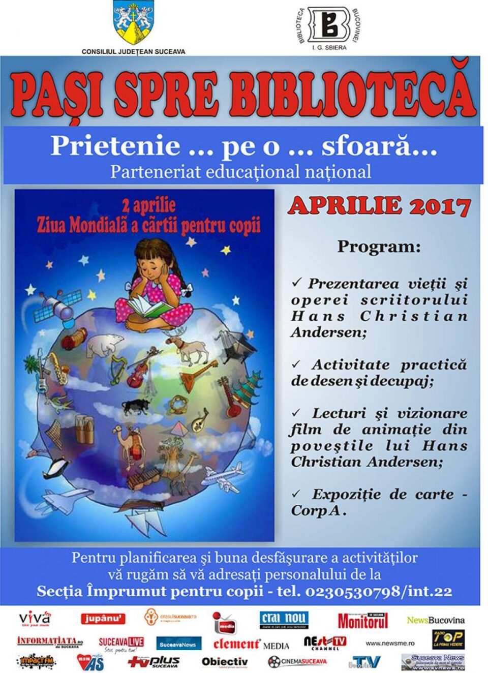 Activități diverse pentru copii, în aprilie, la Biblioteca „I.G. Sbiera”