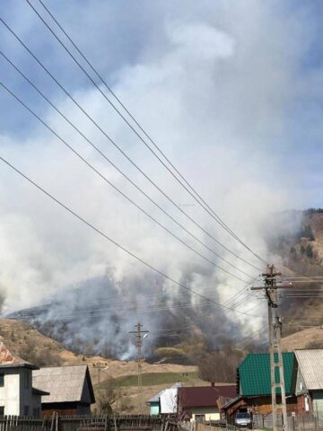 Mobilizare puternică pentru stingerea unui incendiu care a afectat 30 de hectare de pășune și pădure