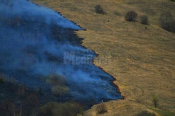 Mobilizare puternică pentru stingerea unui incendiu care a afectat 30 de hectare de pășune și pădure