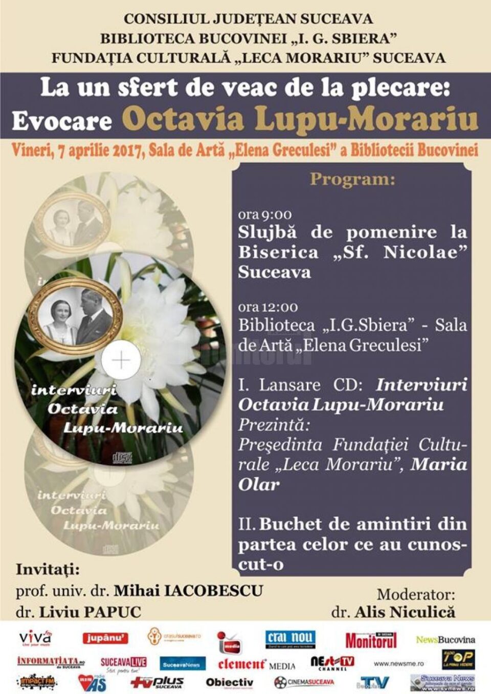 „Evocare Octavia Lupu-Morariu”, la Biblioteca Bucovinei