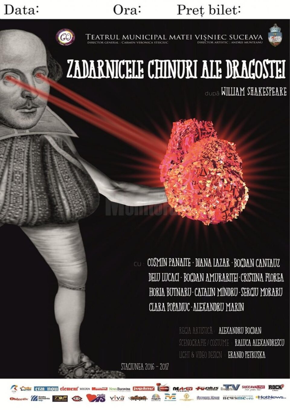 O nouă reprezentație a spectacolului „Zadarnicele chinuri ale dragostei”, duminică
