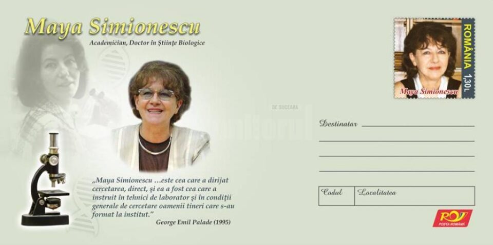 Un plic filatelic aniversar dedicat acad. Maya Simionescu