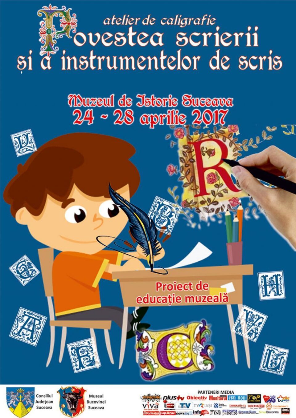 Muzeul Bucovinei organizează proiectul „Povestea scrierii și a instrumentelor de scris”, atelier de caligrafie