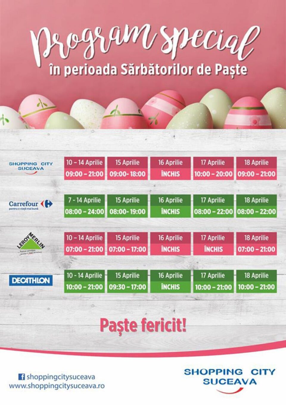 Programul de Paște în mallurile și supermarketurile din Suceava