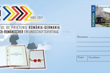 Întreg poștal cu titlul generic „25 de ani, Tratatul de prietenie România - Germania”