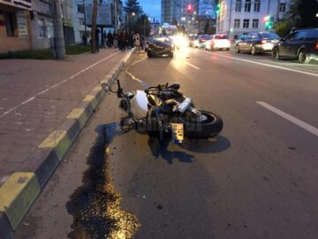 Motociclist rănit grav într-un impact violent cu un BMW, în centrul Sucevei