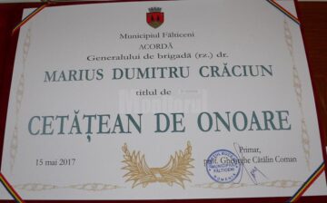 Generalul de brigadă (r) dr. Marius Dumitru Crăciun, Cetățean de Onoare al municipiului Fălticeni