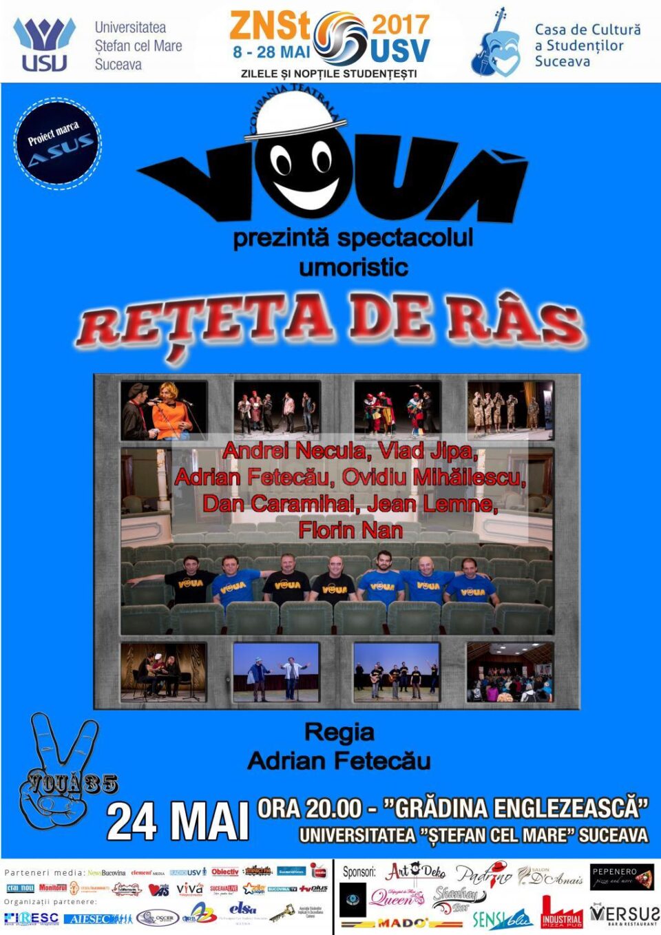 Spectacol cu grupul de umor „Vouă”, miercuri, la USV