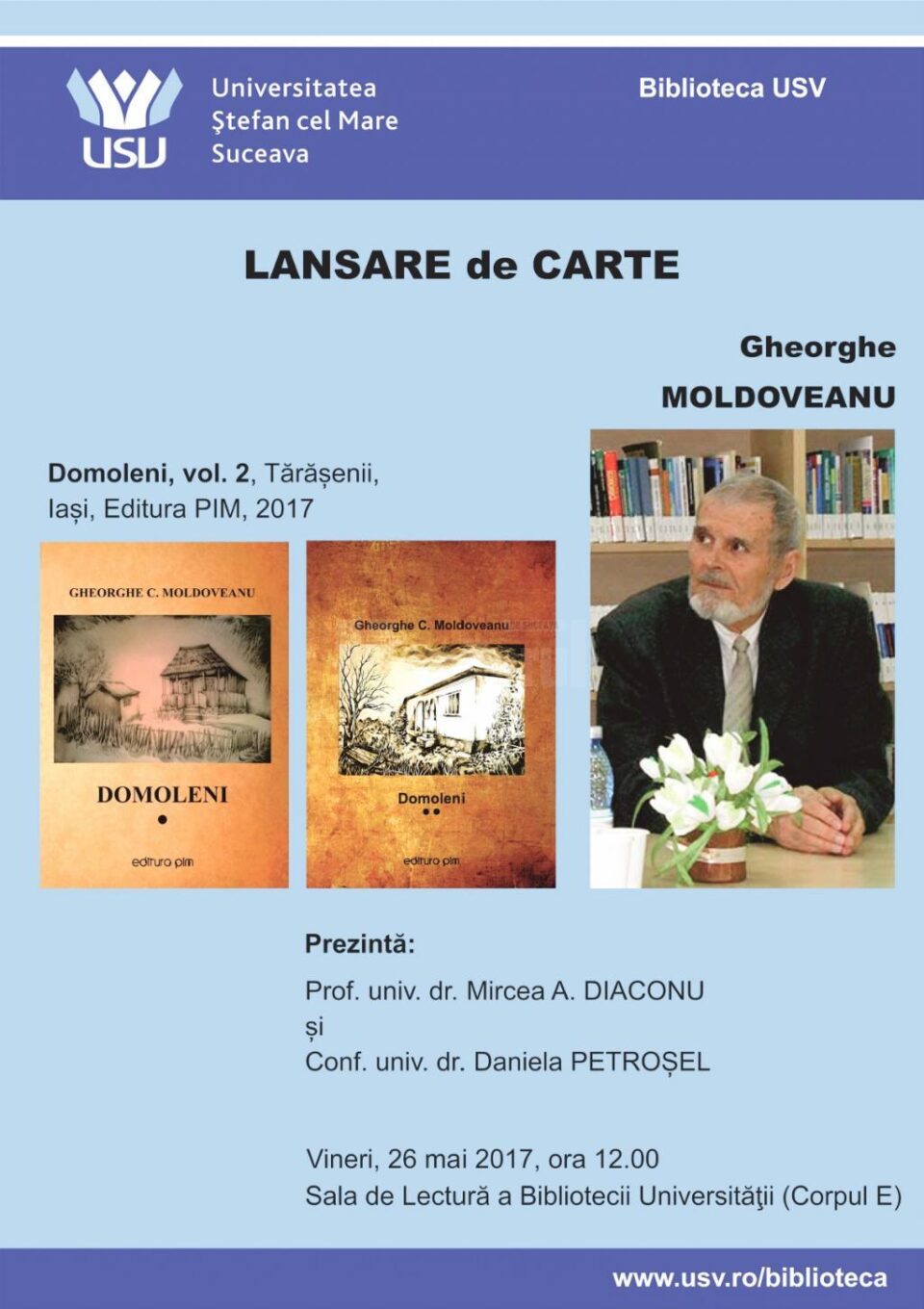Lansare de carte a universitarului Gheorghe C. Moldoveanu, vineri, la USV Lansare de carte a universitarului Gheorghe C. Moldoveanu, vineri, la USV