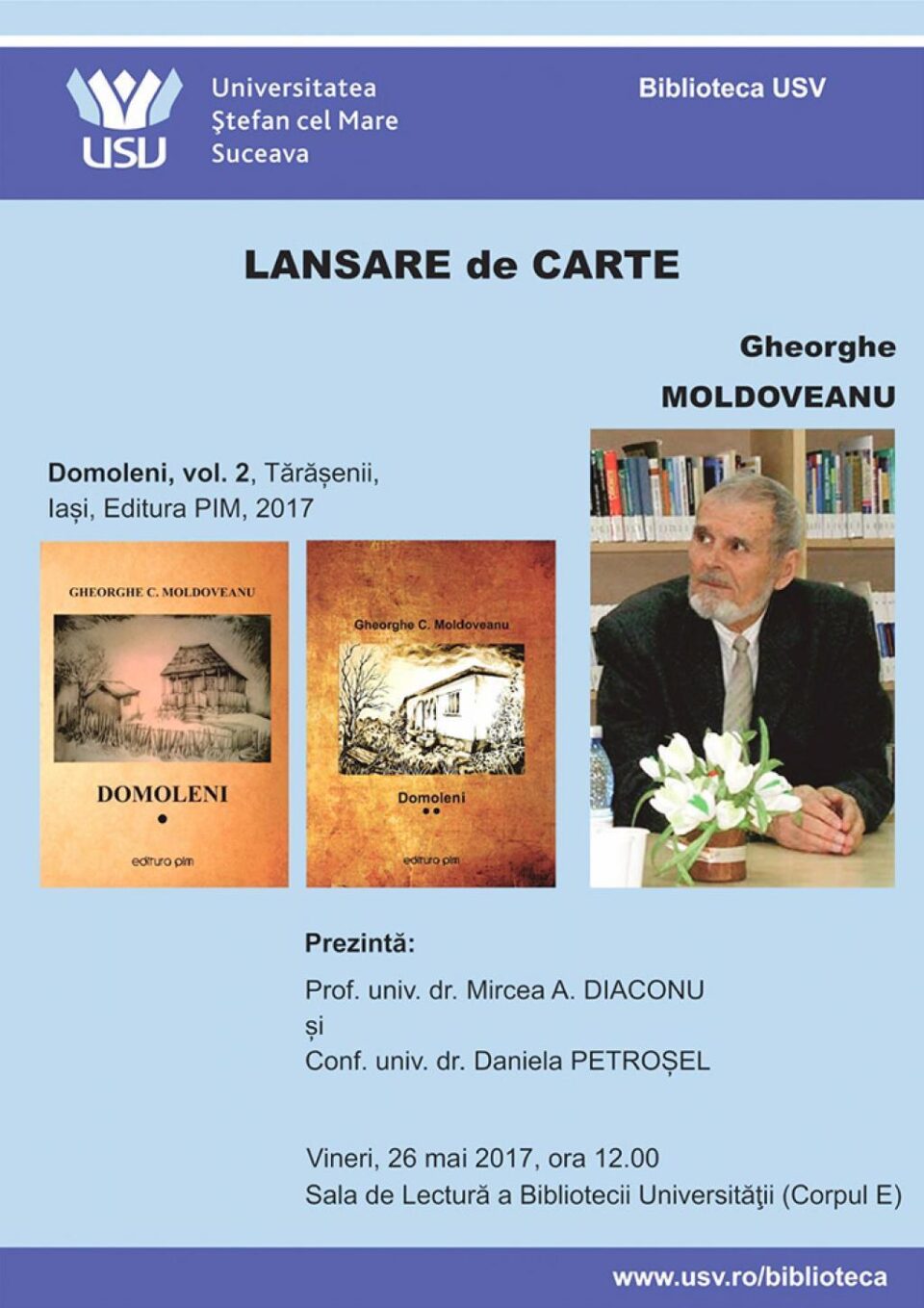 Lansare de carte a universitarului Gheorghe C. Moldoveanu, vineri, la USV