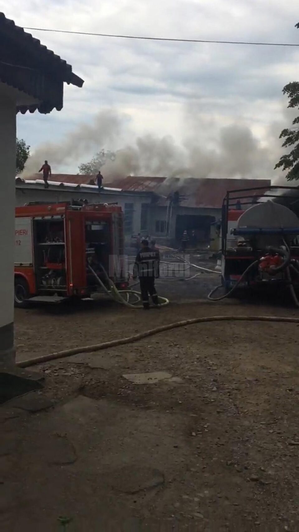 Un puternic incendiu izbucnit din cauza neglijenței a distrus o hală la Fălticeni