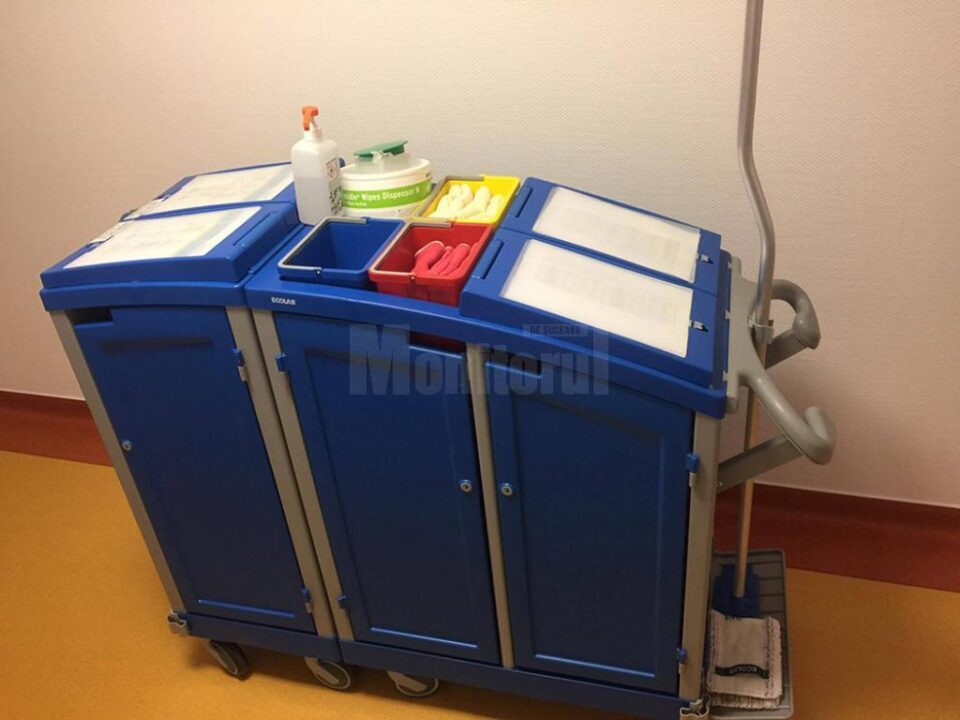Cărucioare pentru curățenie cu coduri de culori