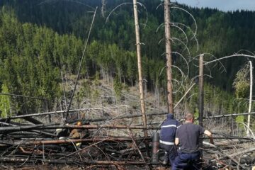Intervenția de stingere a fost foarte dificilă din cauza terenului accidentat și a zonei izolate