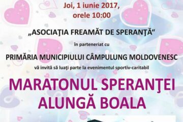 Pe 1 Iunie, „Maratonul speranței – alungă boala”, la Câmpulung Moldovenesc
