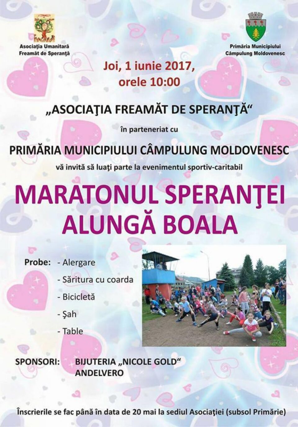 Pe 1 Iunie, „Maratonul speranței – alungă boala”, la Câmpulung Moldovenesc