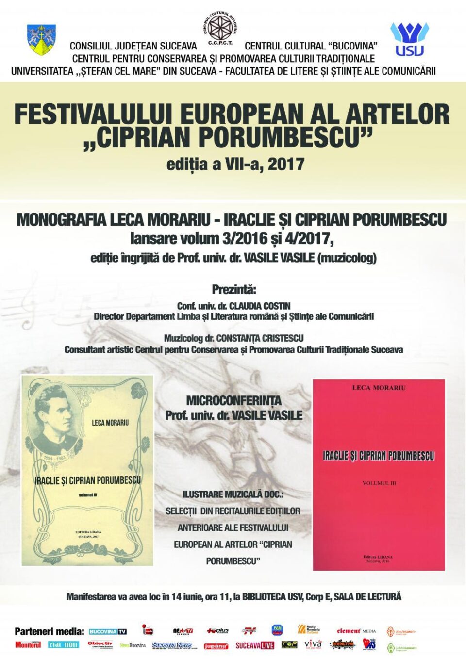 Lansarea ultimelor două volume ale monumentalei monografii „Leca Morariu - Iraclie și Ciprian Porumbescu”