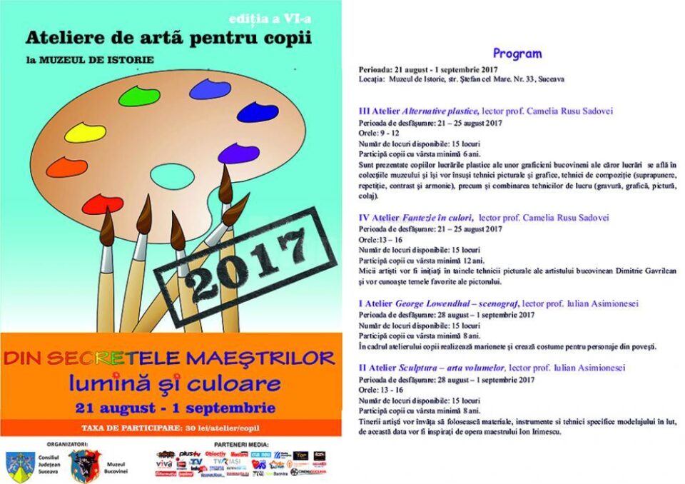 Ateliere de artă pentru copii, la Muzeul de Istorie, ediția a VI-a