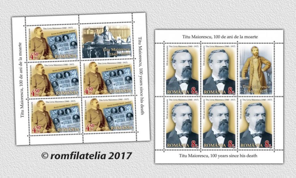 Emisiune comemorativă de mărci poștale dedicată lui Titu Maiorescu