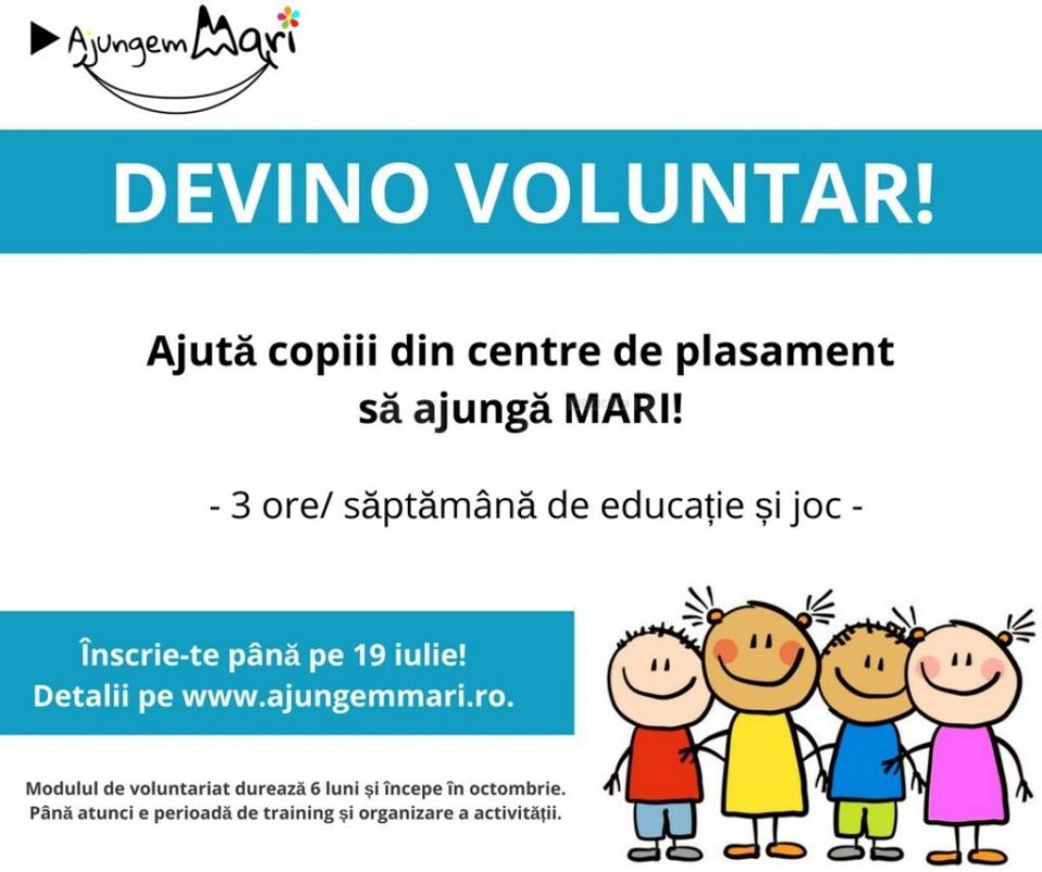 Se caută voluntari care să lucreze cu copiii din centre de plasament