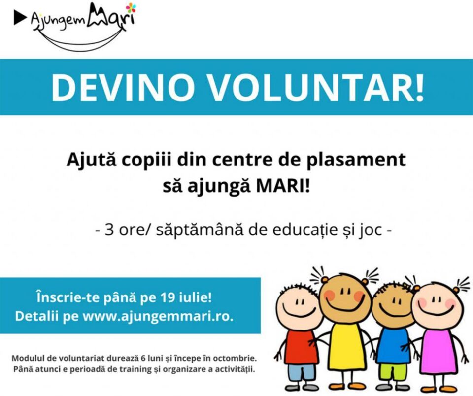 Se caută voluntari care să lucreze câte trei ore pe săptămână cu copiii din centre de plasament