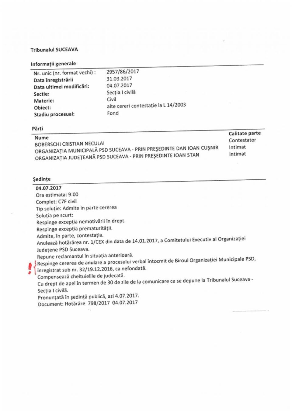 Cușnir îi taie lui Boberschi elanul de a reveni în PSD, implicit în Consiliul Local Suceava