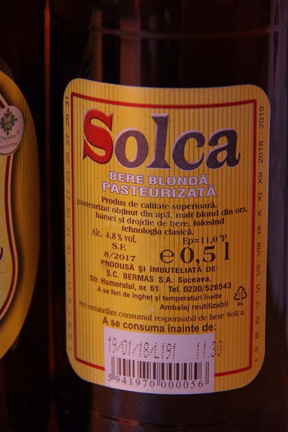 Berea Solca va fi o bere produsă după o rețetă tradițională și doar cu materii prime naturale, respectiv malț, hamei, drojdie și apă de Berchișești cu echilibru de minerale și săruri