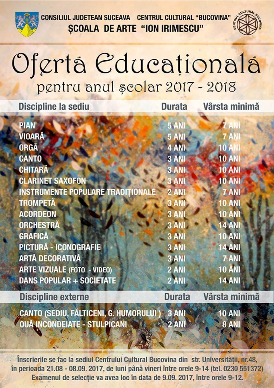 Oferta Educațională a Școlii de Arte