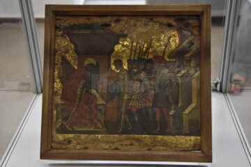 Fragment pictat din vechea raclă cu moaștele Sf. Ioan cel Nou de la Suceava