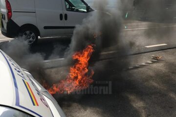 Autospeciala ISCTR atacată cu un cocteil Molotov