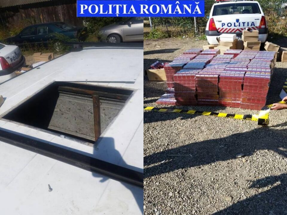 Compartimentul disimulat, țigările și cutiile de cu încălțăminte