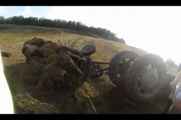 Tractorul în care se aflau cei doi soți