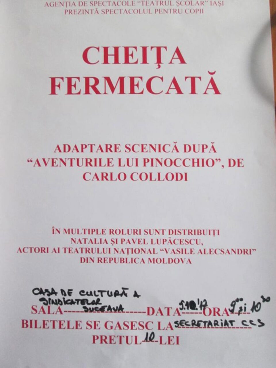Teatru pentru copii, la Casa de Cultură a Sindicatelor Suceava