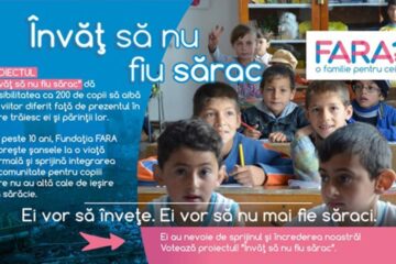 Proiectul „Învăț să nu fiu sărac”, inițiat de FARA, pentru a sprijini 200 de copii săraci să meargă la școală
