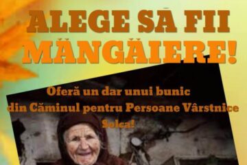 „Alege să fii mângâiere!”, oferind un dar unui bunic din Căminul pentru Persoane Vârstnice Solca