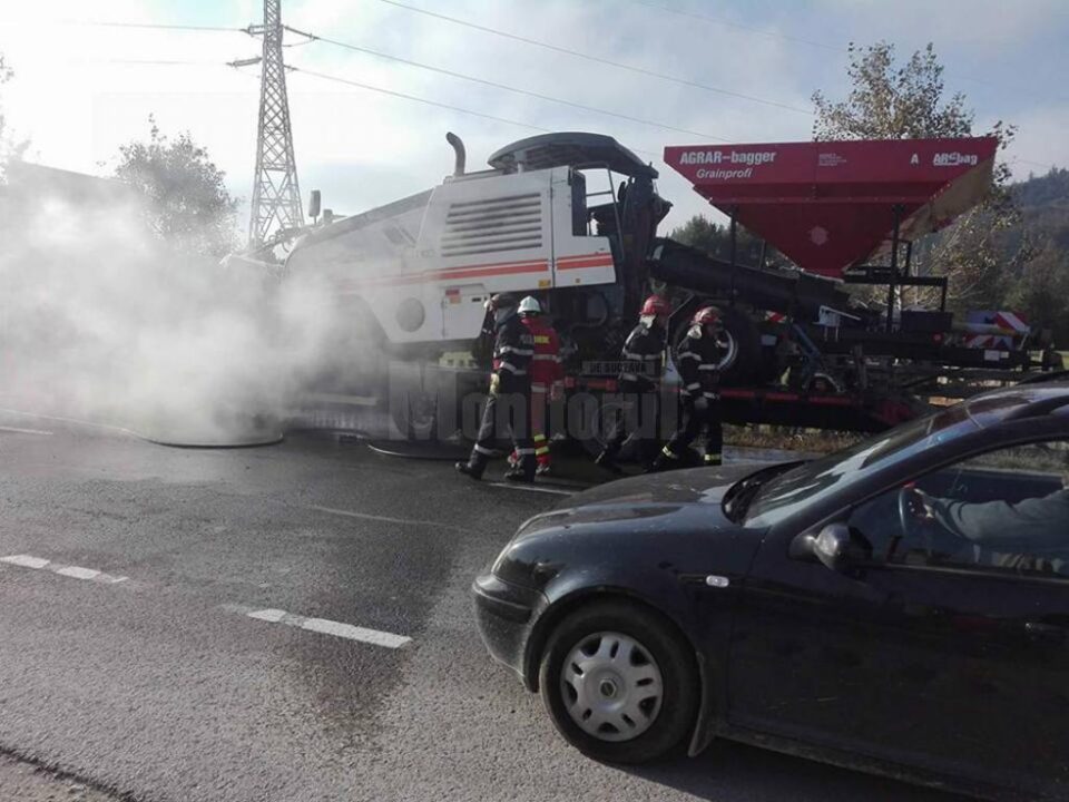 Un trailer, aproape să ardă ca o torță din cauza sistemului de frânare