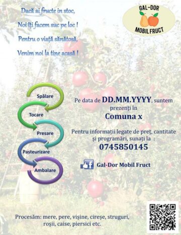 Suc de fructe și legume preparat la domiciliul clienților de o presă mobilă
