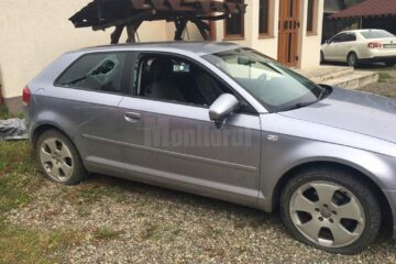 Geamuri sparte, cauciucuri tăiate și caroseria zgâriată