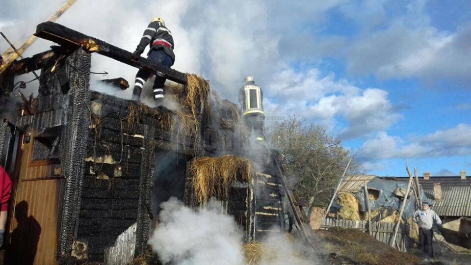 Incendiul puternic de la Vicovu de Sus a distrus adăpostul de animale, șura și o magazie a gospodăriei