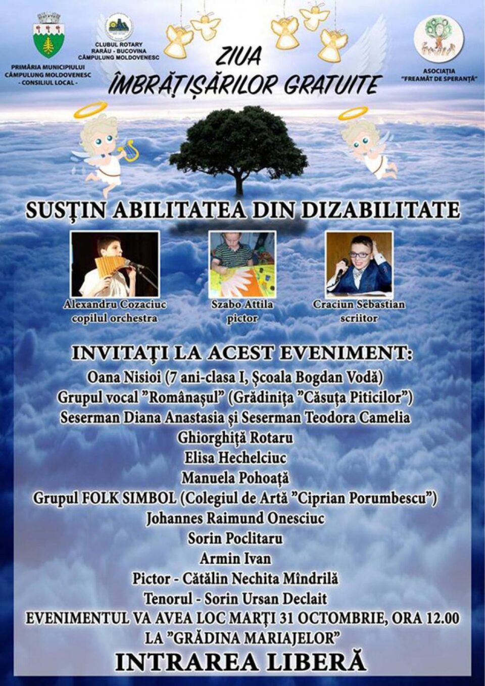 Evenimentul caritabil ”Îmbrățișări gratuite”, ediția a III-a, astăzi la Câmpulung Moldovenesc