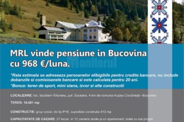 MRL vinde pensiune in Bucovina cu 968 Euro/luna