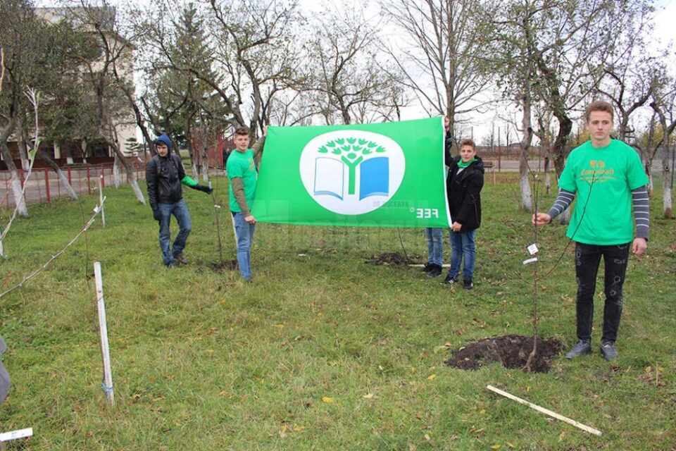 Elevii de la Colegiul „Andronic Motrescu” au plantat, de ,,Ziua Verde a Eco-Școlilor din România”, 60 de pomi fructiferi în livada școlii