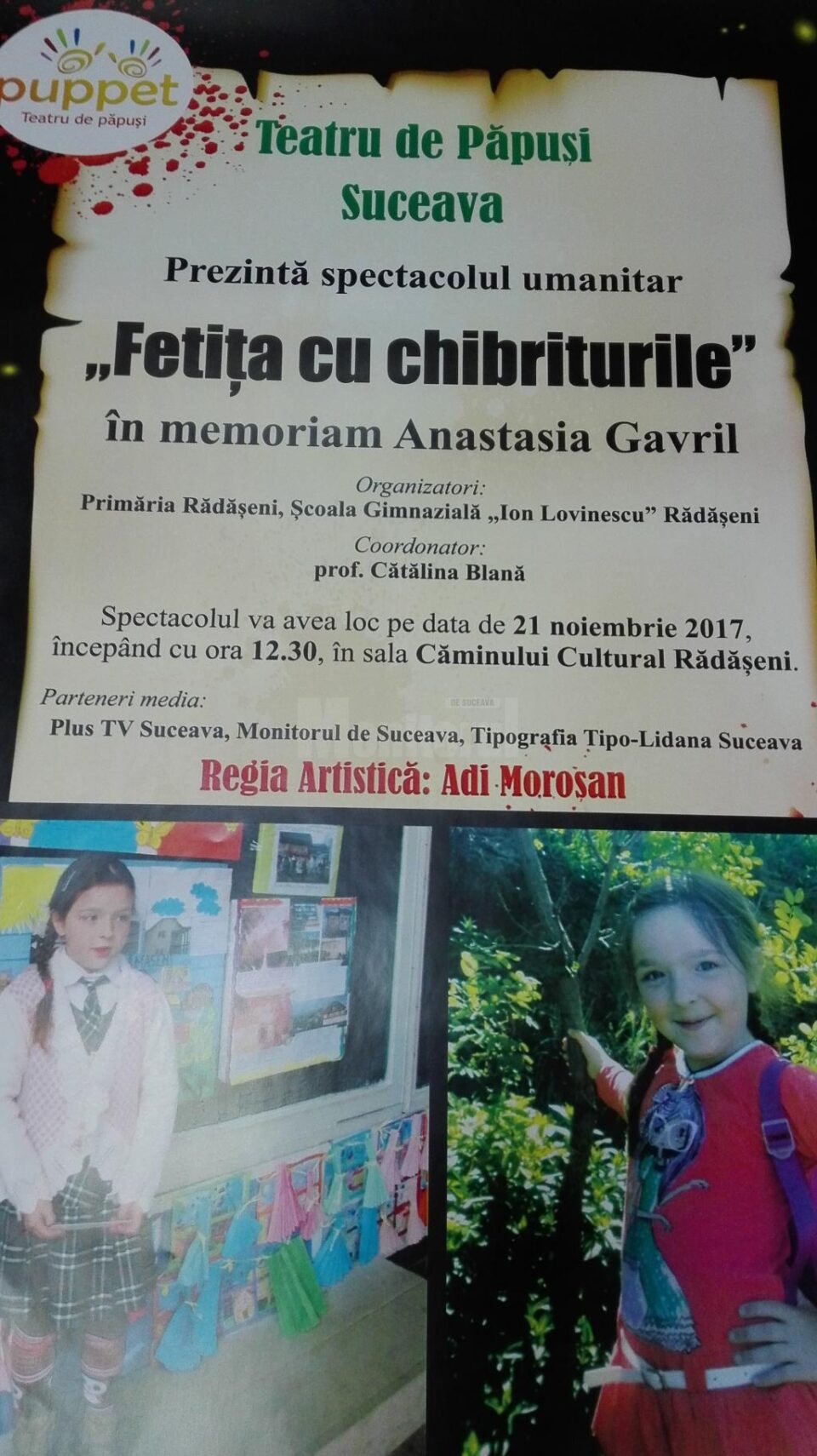 Spectacol umanitar pentru familia preotului Gavril, pe 21 noiembrie, în comuna Rădășeni Spectacol umanitar pentru familia preotului Gavril, pe 21 noiembrie, în comuna Rădășeni