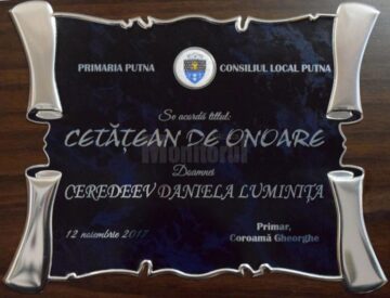 Profesoara Daniela Luminița Ceredeev, „Cetățean de Onoare” al comunei Putna
