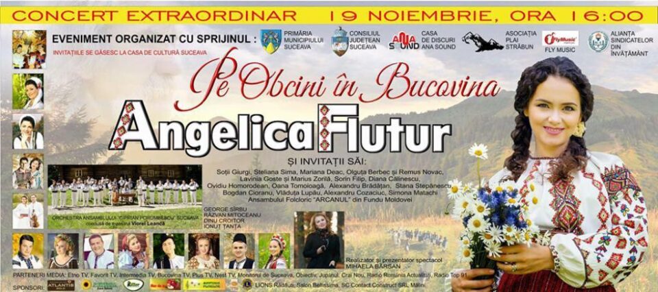 Îndrăgita interpretă de muzică populară Angelica Flutur își lansează duminică noul album, „Pe Obcini în Bucovina”