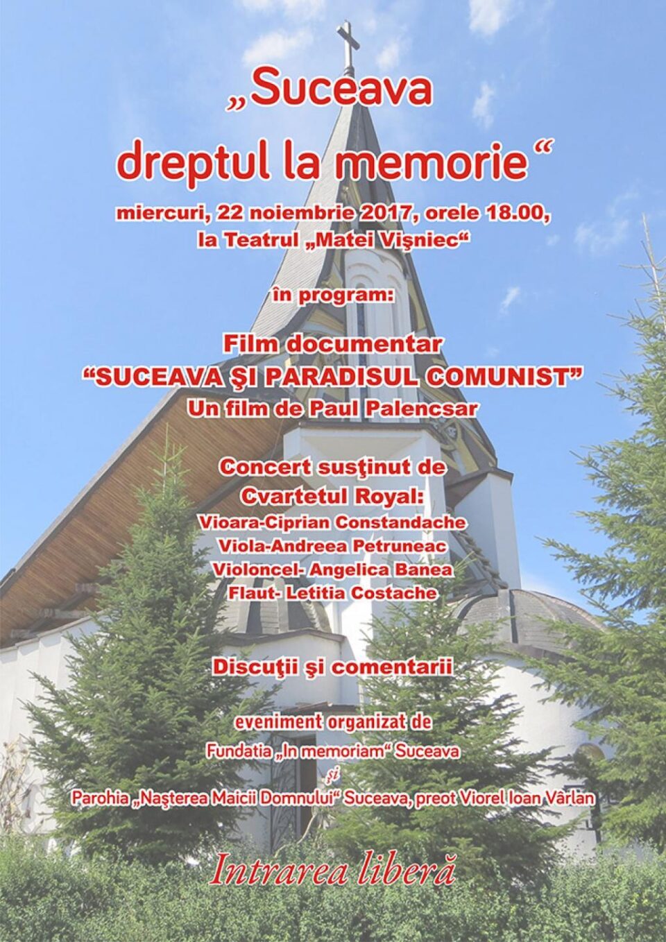 „Suceava, dreptul la memorie”, miercuri, la Teatrul ”Matei Vișniec”