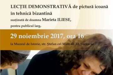 Lecție demonstrativă de pictură icoană în tehnică bizantină, la Muzeul Bucovinei
