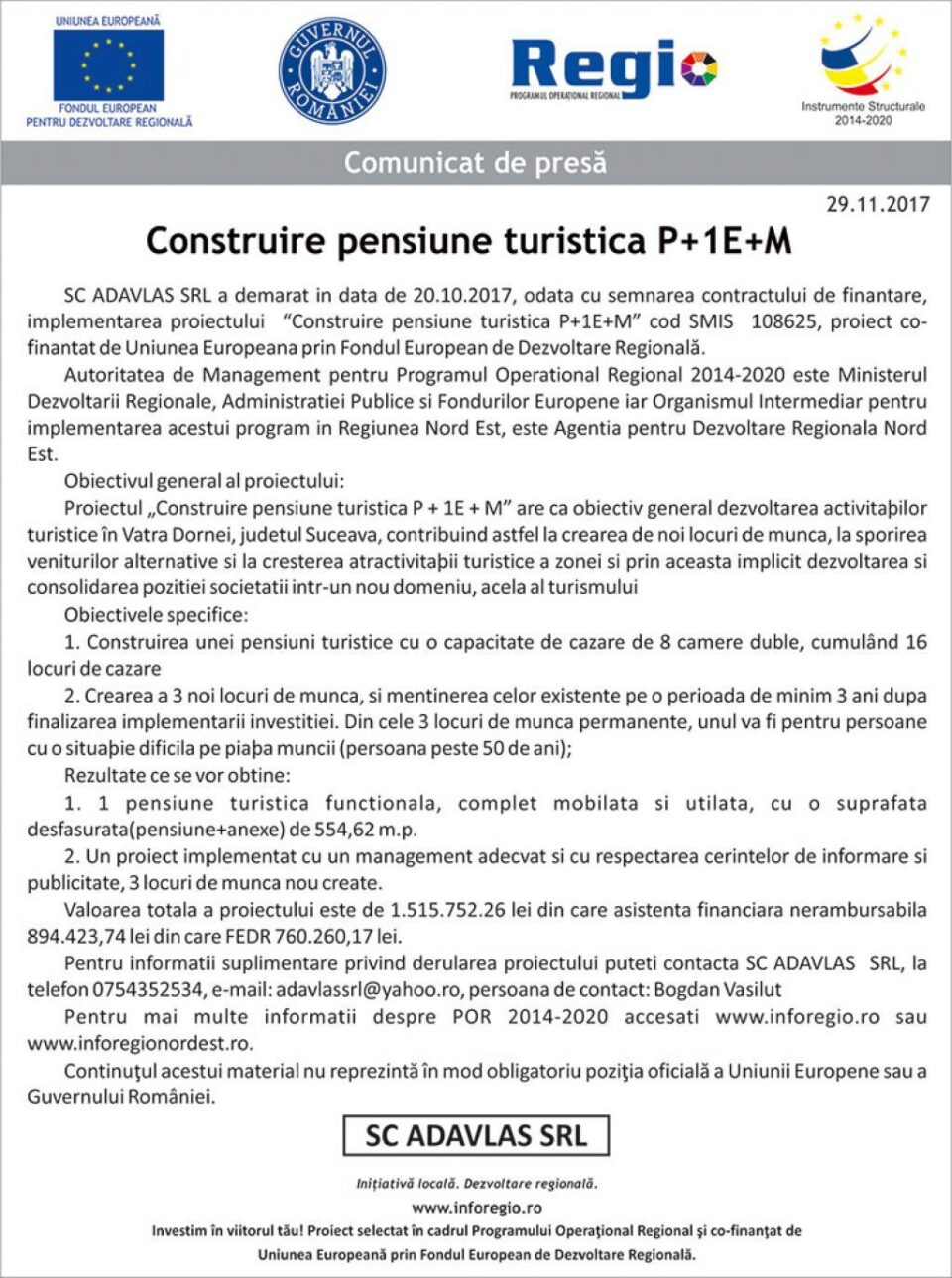 Construire pensiune turistica P+1E+M