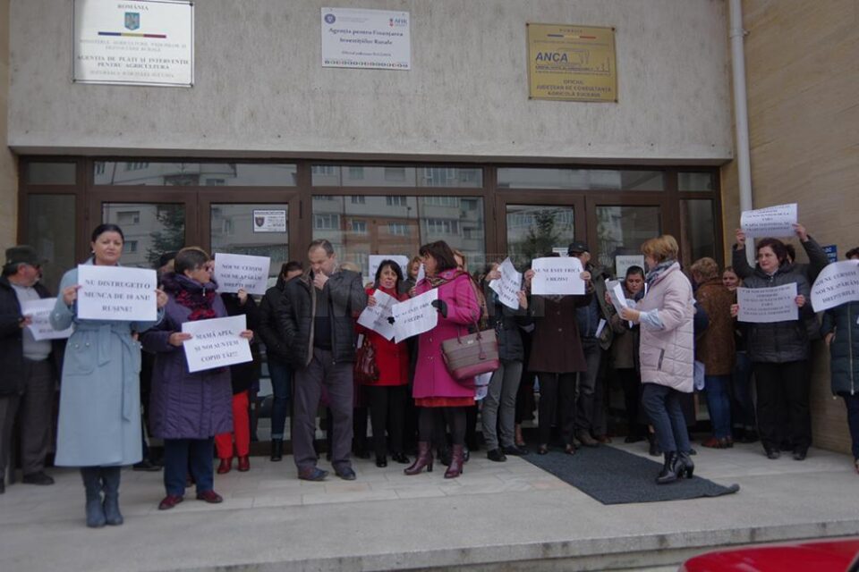 60 de angajați APIA Suceava au protestat în fața Guvernului României