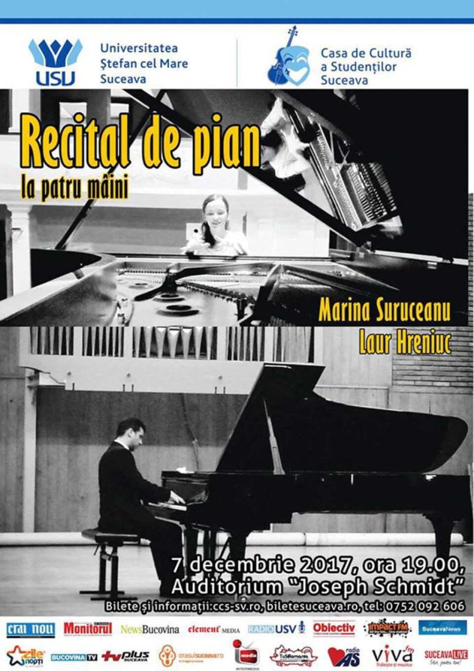 Recital de pian la patru mâini, la Universitatea din Suceava